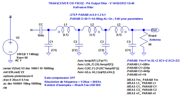 Figure 5: Filtre passe-bas du PA - Shéma LTspice final