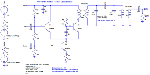 Figure 4: Mélangeur de l'émetteur - Simulation LTspice en régime continu