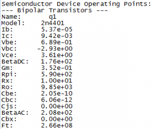 Figure 3 - LTSPICE analyse en régime continu Figure 3 - LTSPICE analyse en régime continu