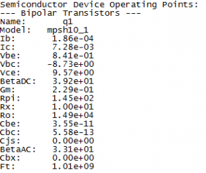 Figure 11 - LTSPICE analyse en régime continu Figure 11 - LTSPICE analyse en régime continu