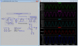 Figure 15 - LTSPICE graphe des tensions et courants en fonction du temps en émission Figure 15 - LTSPICE graphe des tensions et courants en fonction du temps en émission
