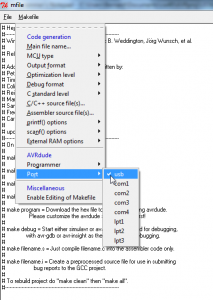 Photo 11 - Programmation: générer le Makefile port usb