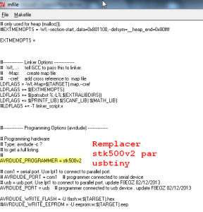 Photo 12 - Programmation: générer le Makefile programmer usbtiny