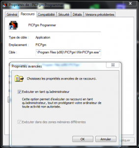 PICPgm - Exécution avec droits d'administrateur