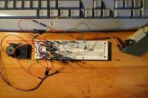 Figure 12: keyer16F628 sur platine d'expérimentation